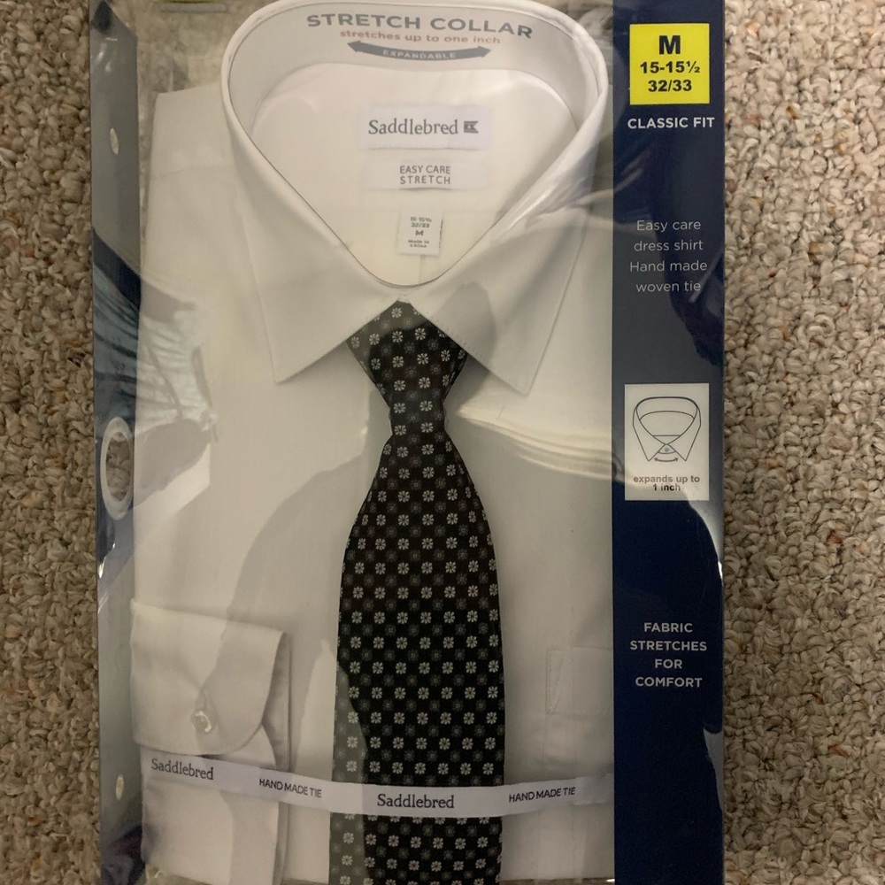 NWT Saddlebred men’s dress shirt with tie